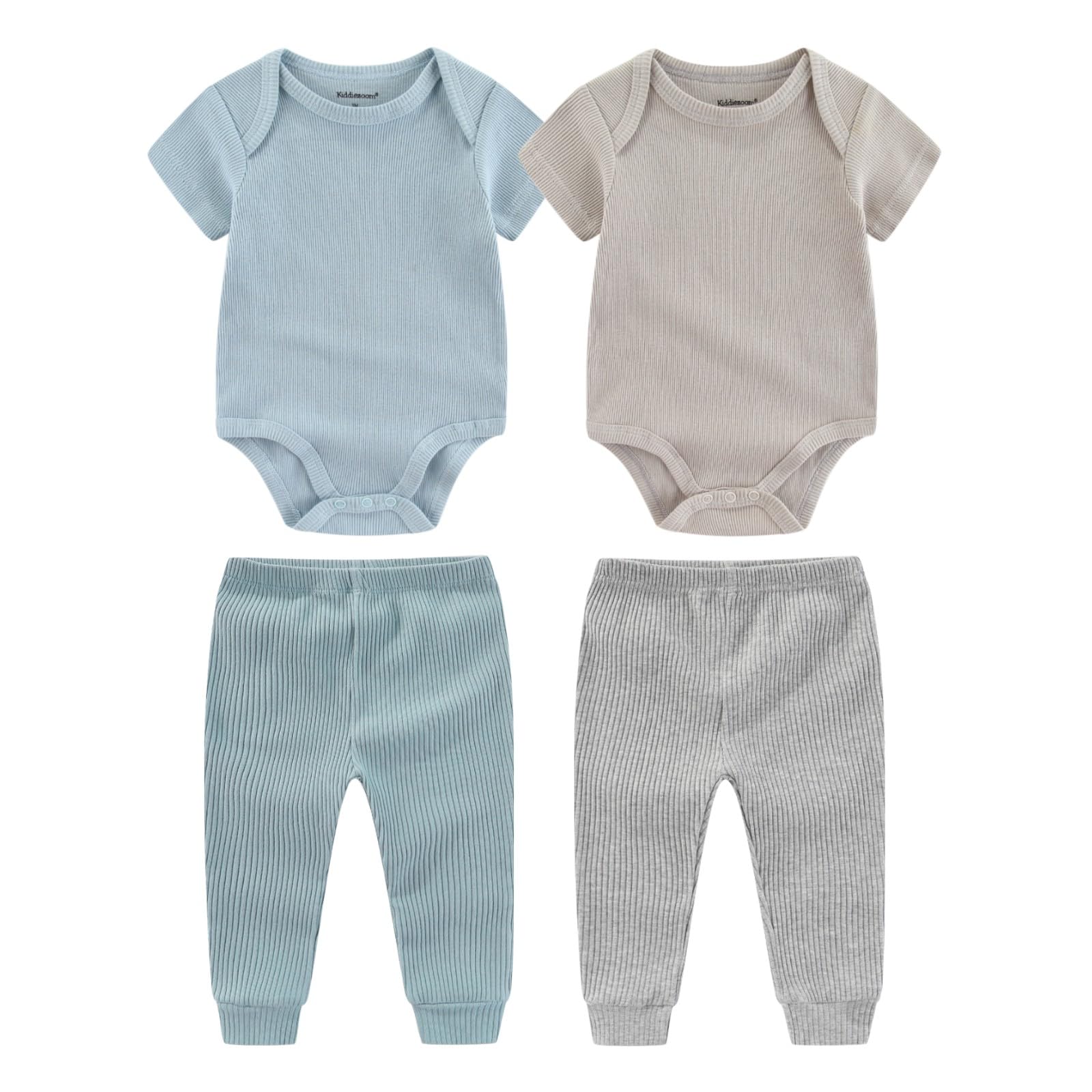 Kiddiezoom newborn layette set bodysuit front view highlights soft, breathable cotton
