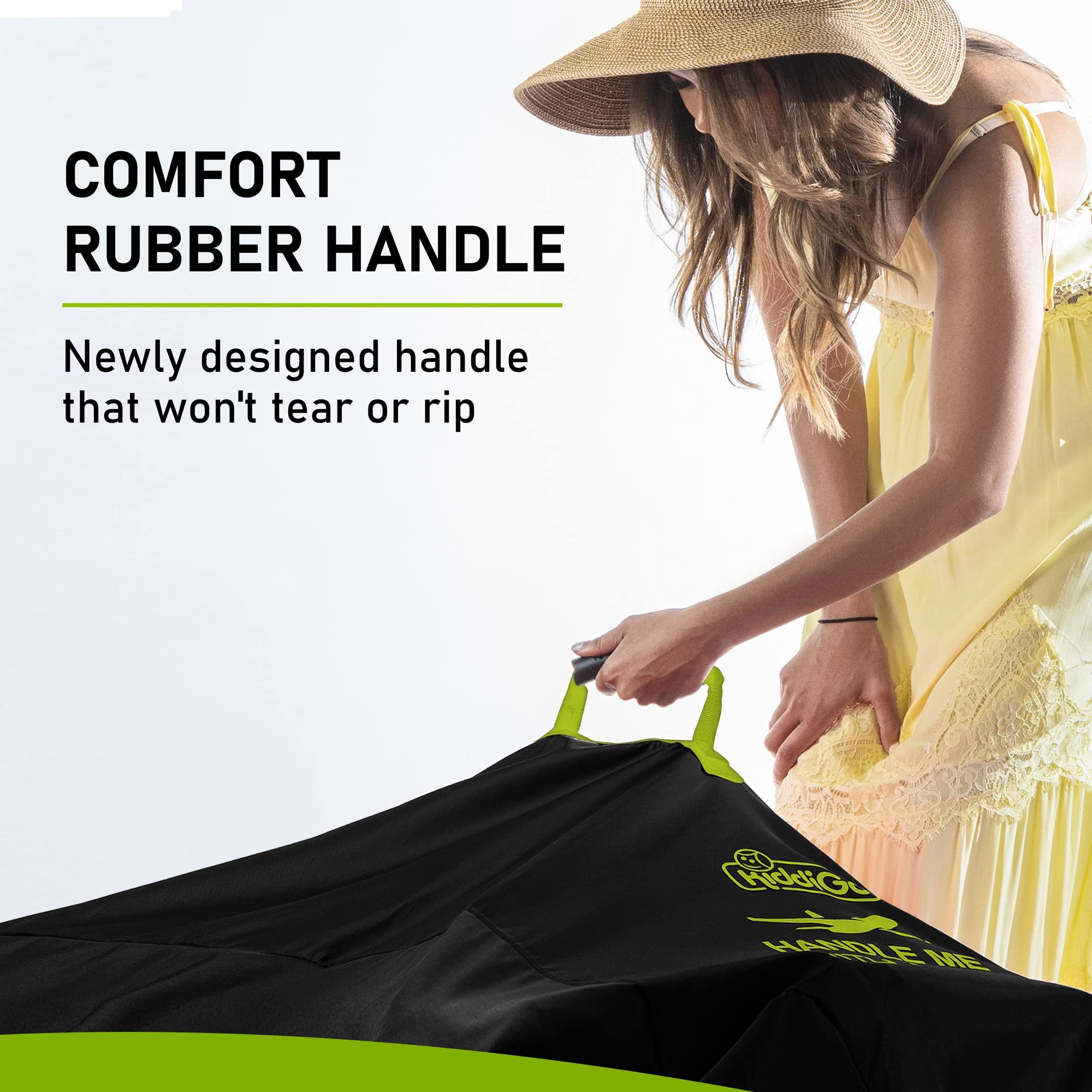 Kiddigo bag folds into attached pouch for compact storage.