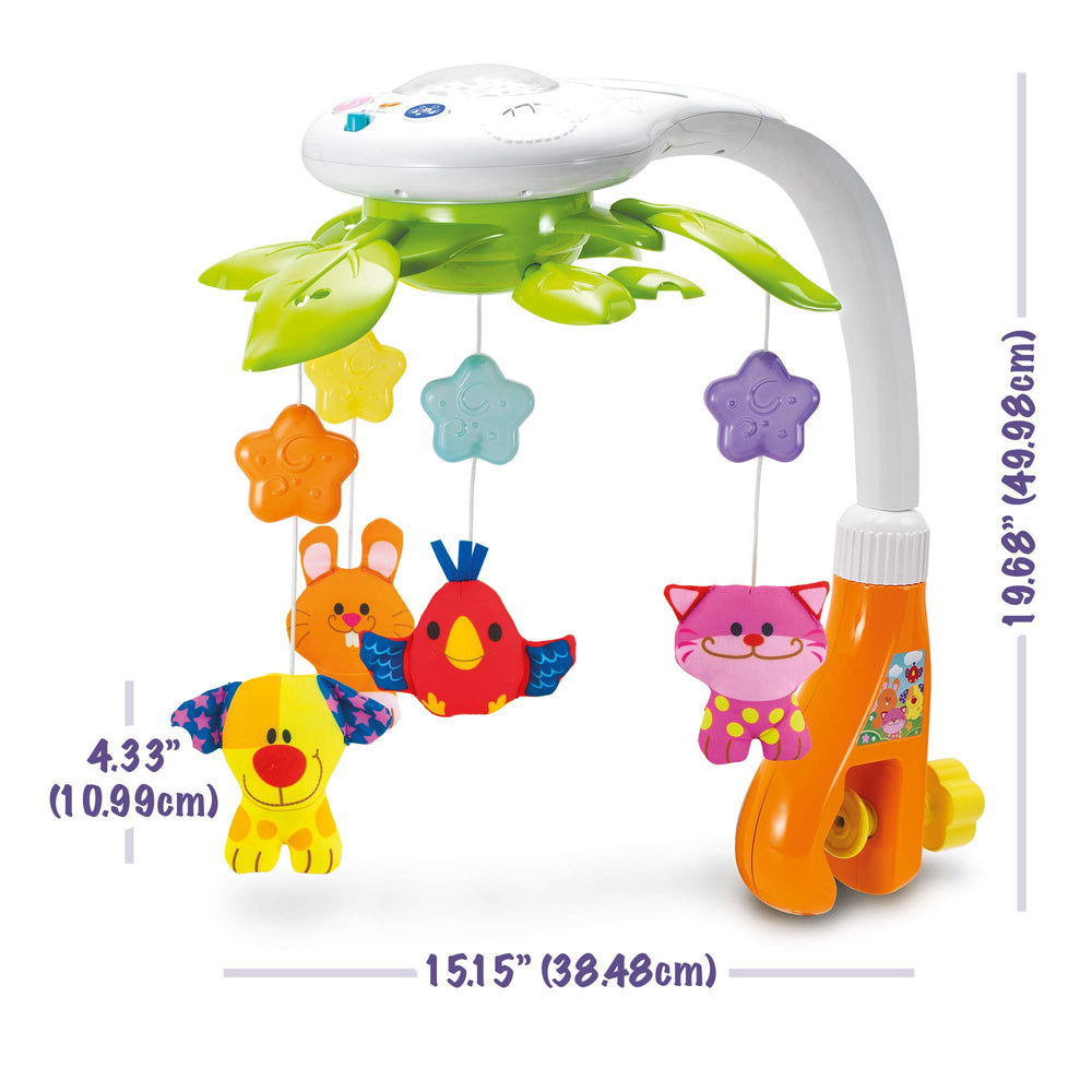 KiddoLab crib mobile easily attaches to crib rails for quick setup.