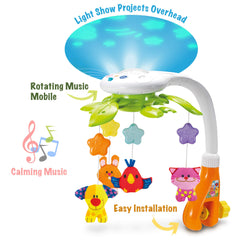 KiddoLab crib mobile includes a fifteen-minute timer to auto-stop soothing sounds.