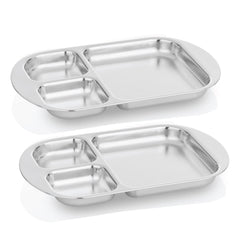 Kiddobloom Education Series divided plate close-up in silver, built for durable toddler meals.