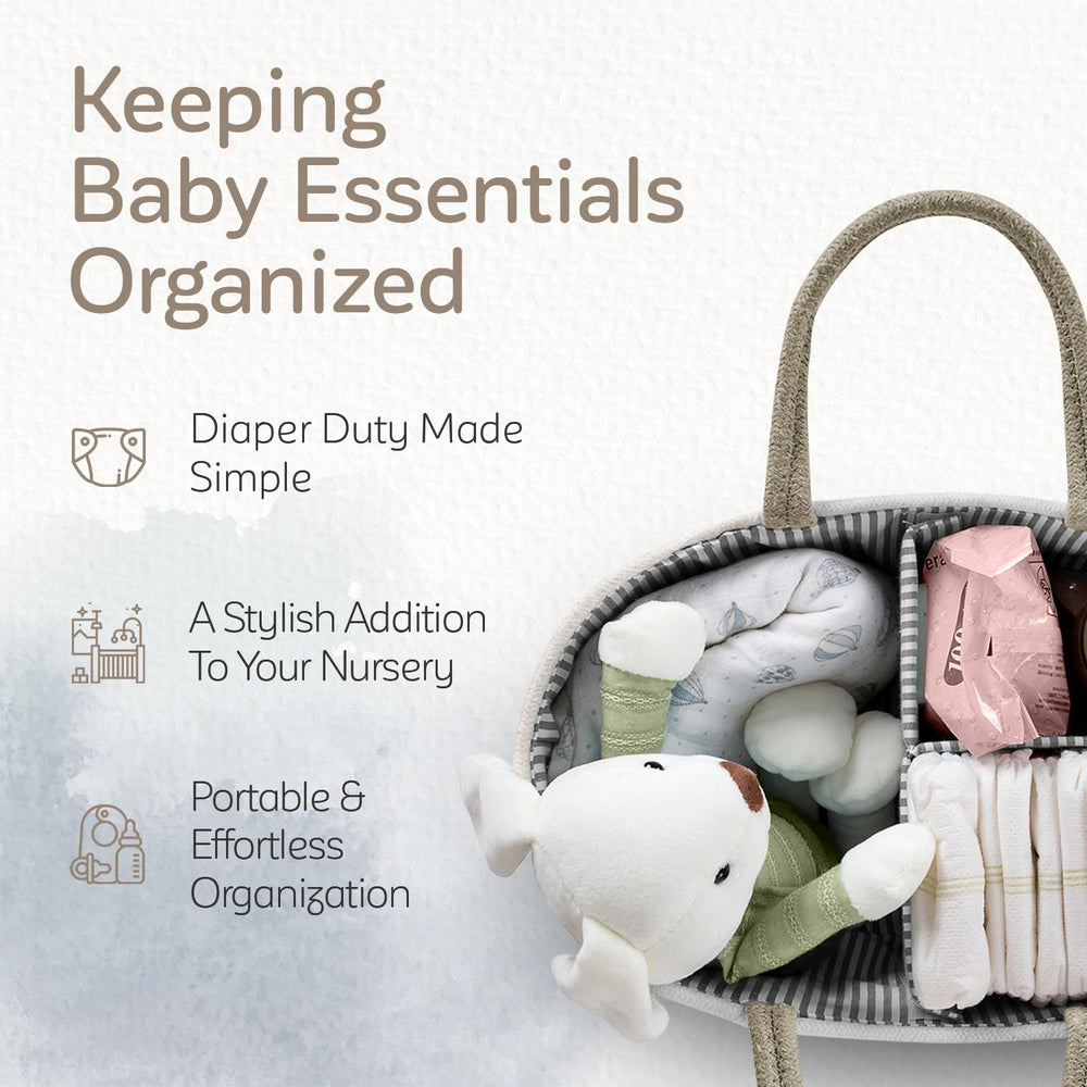KiddyCare cotton canvas diaper organizer for nursery storage.