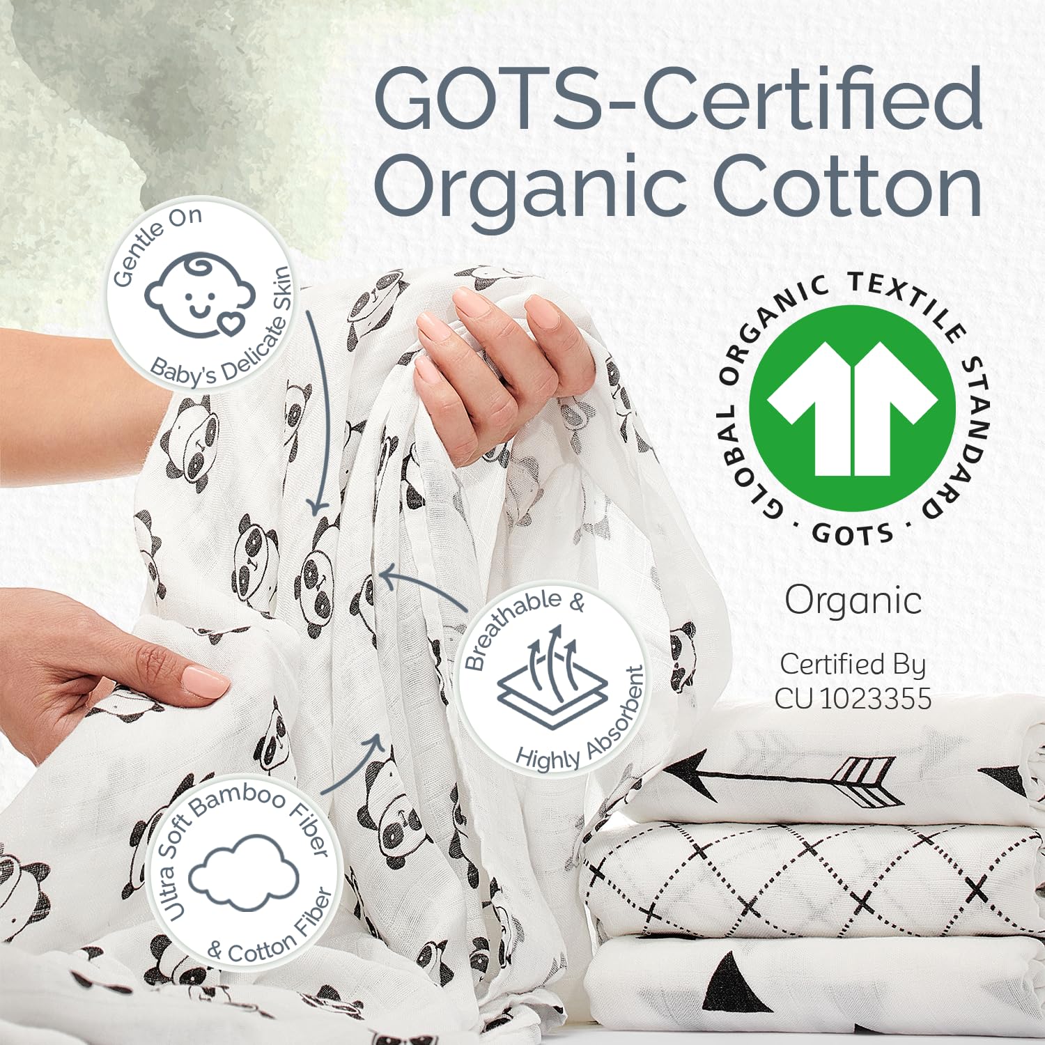 KiddyCare four-pack muslin blankets provide lightweight coverage for soothing newborns