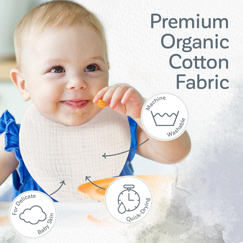 KiddyCare bib snaps detail, secure closure helps keep the bib in place.