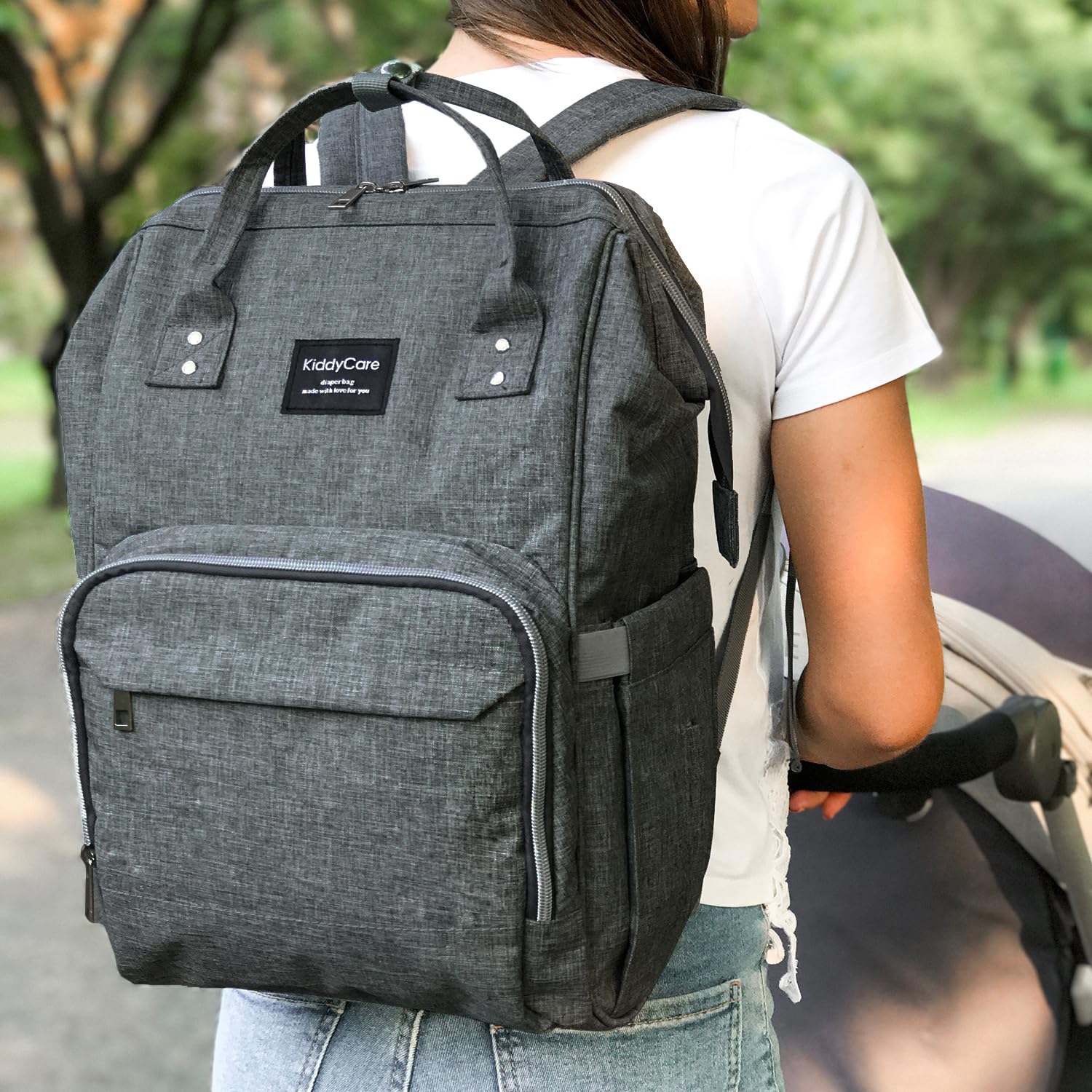 KiddyCare Diaper Bag Backpack provides travel-ready capacity for longer trips.