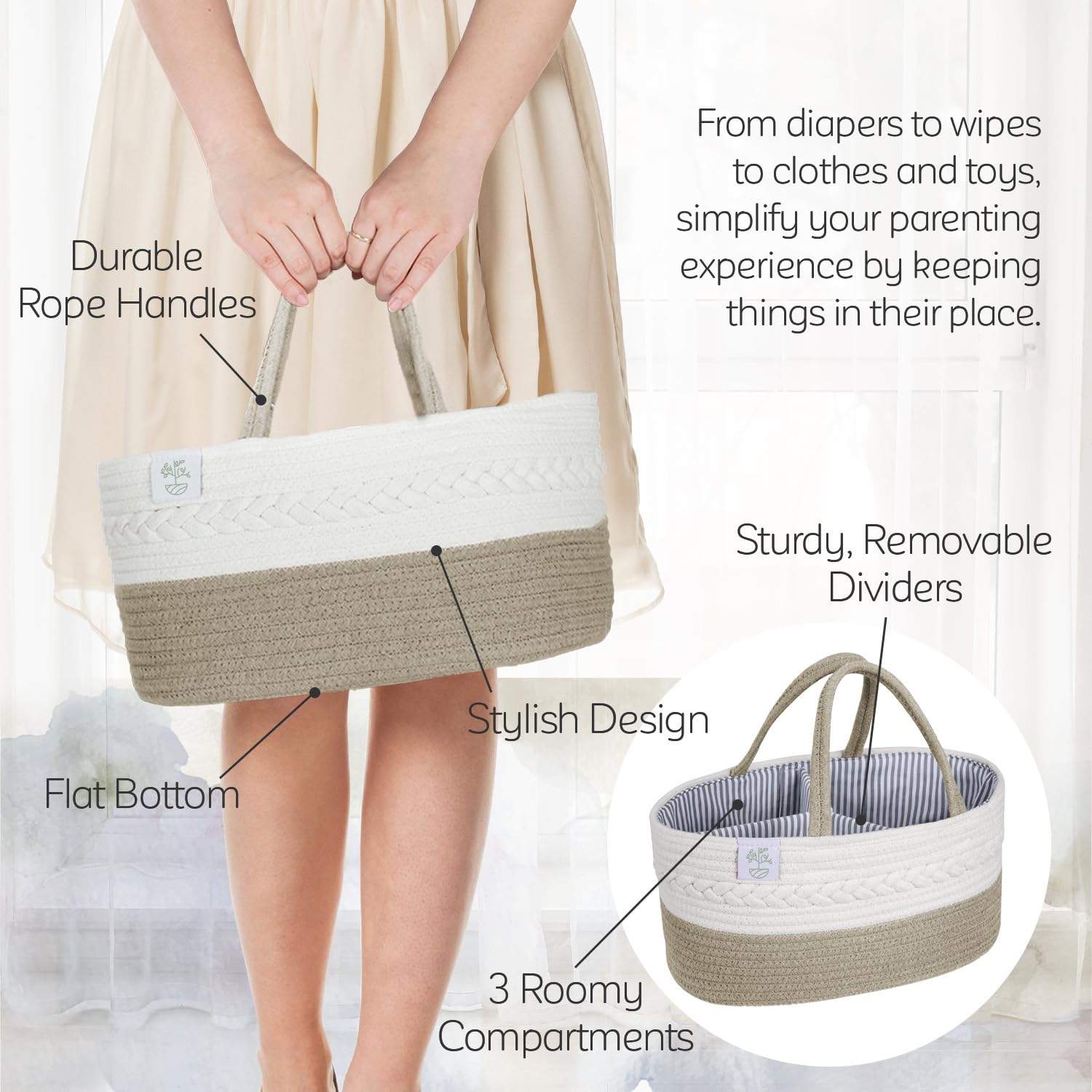 KiddyCare diaper caddy features storage for wipes and lotions in car.