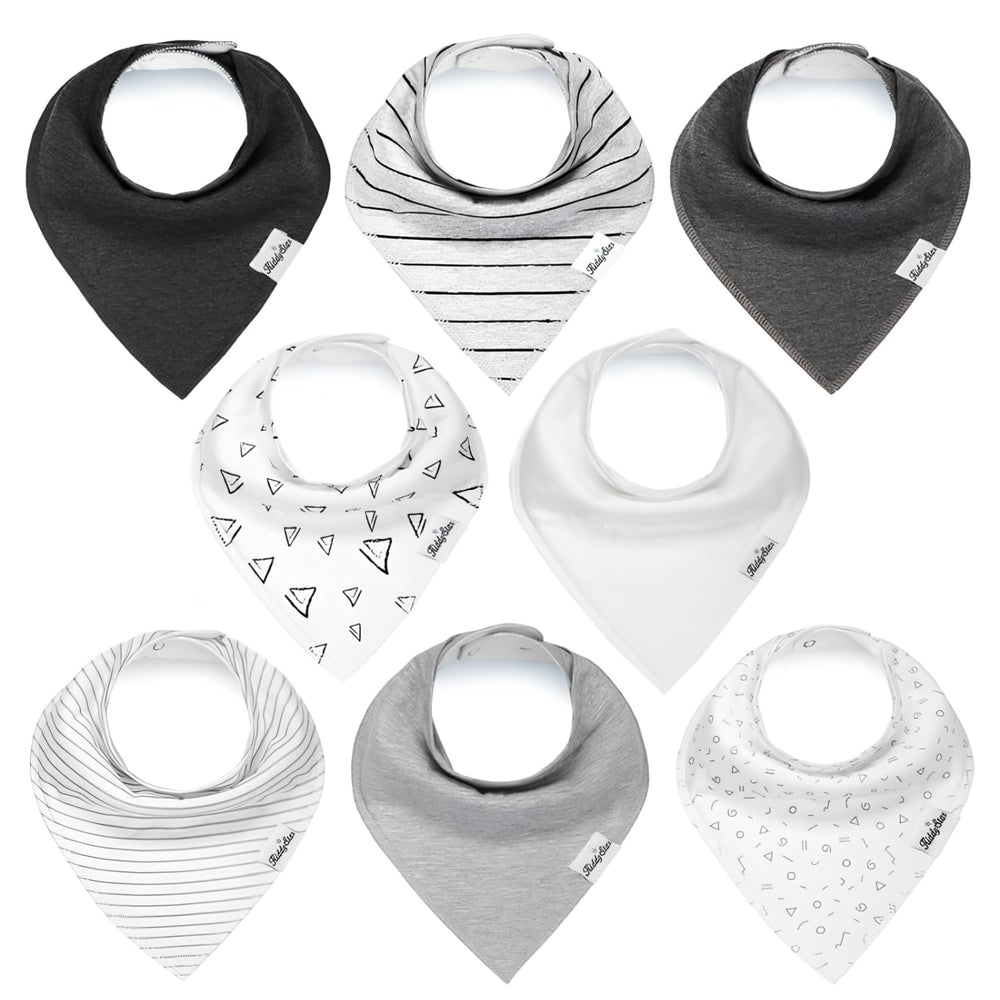 KiddyStar bandana bib front view highlights soft organic cotton for gentle skin care.