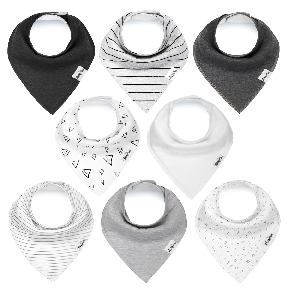 KiddyStar bandana bib front view highlights soft organic cotton for gentle skin care.