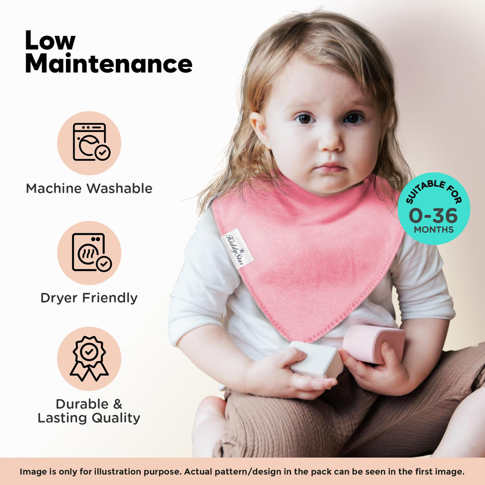 KiddyStar bandana bib size range 0-36 months suitable for growing babies.