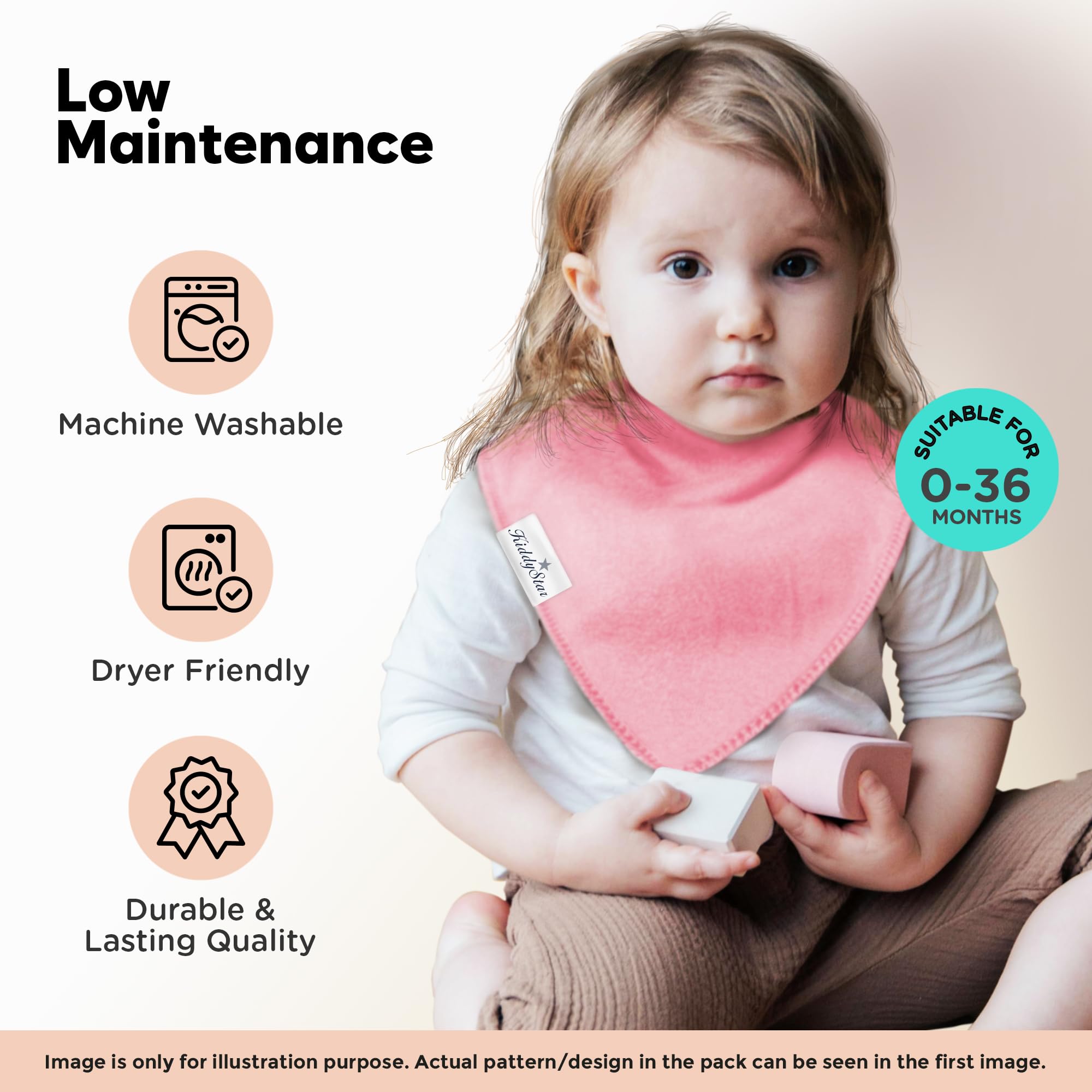 KiddyStar bandana bib provides snug, irritation-free fit as babies grow.
