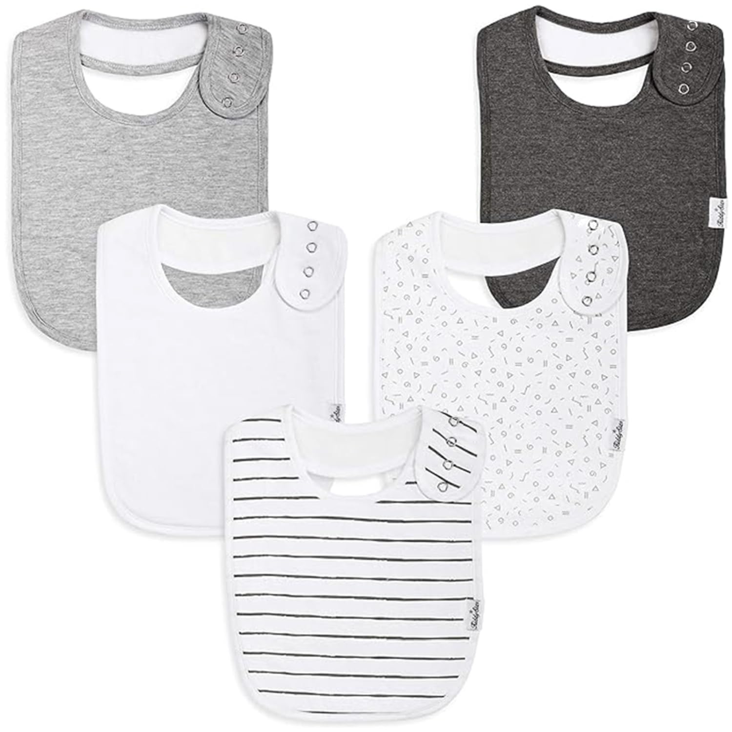 KiddyStar organic cotton baby bib front view, soft fabric keeps delicate skin comfortable.