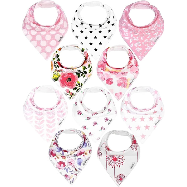 KiddyStar organic cotton bandana bib teething with absorbent backing to keep outfits dry