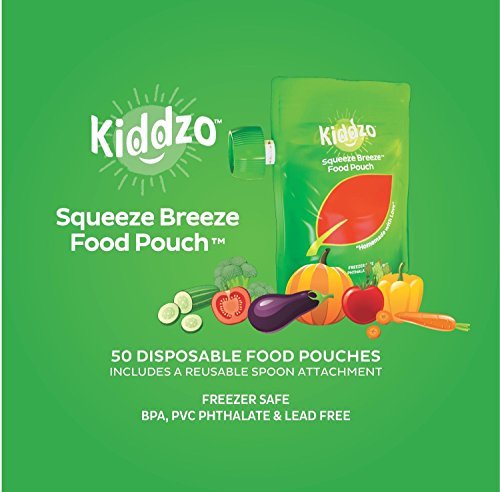 Kiddzo leak-proof self-standing pouches stay upright during travel and show contents clearly.