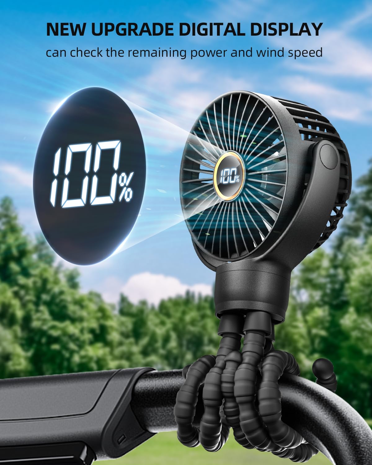 KIDEE Mini Stroller Fan 360-degree rotation for airflow in every direction.