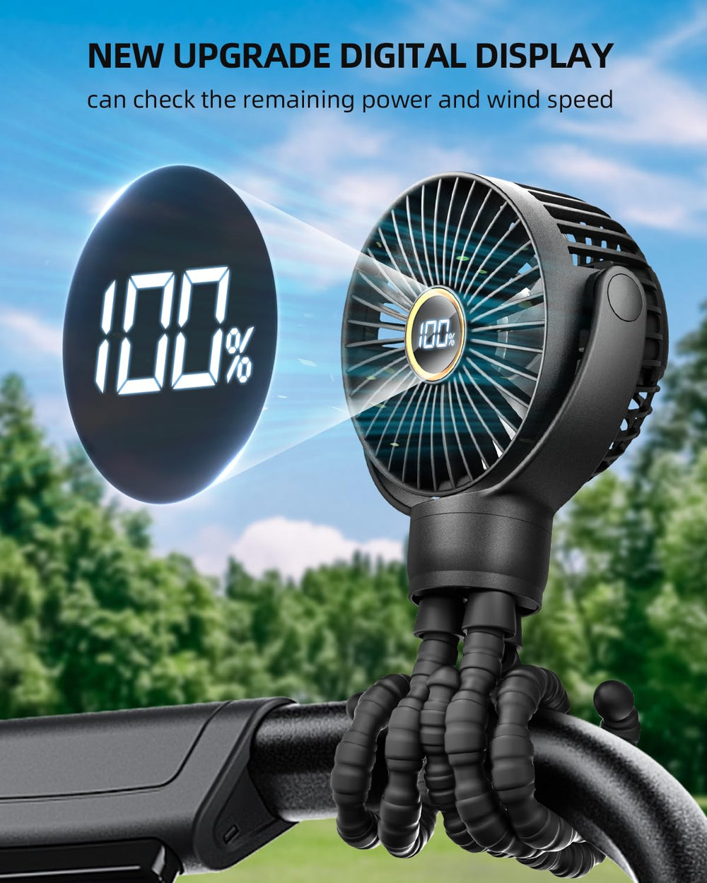 KIDEE Mini Stroller Fan 360-degree rotation for airflow in every direction.