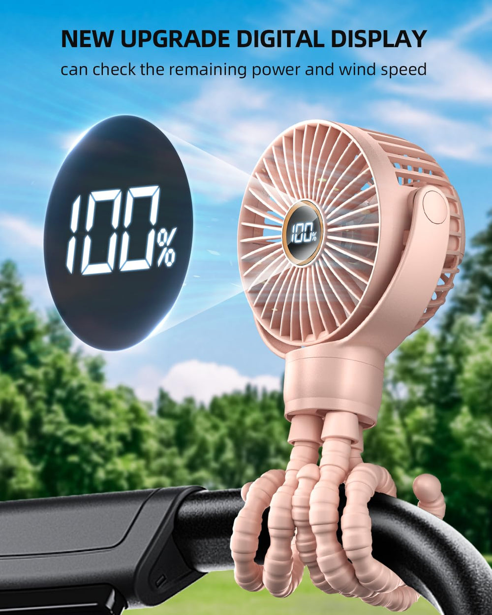 KIDEE portable stroller fan with 360-degree rotation for versatile airflow
