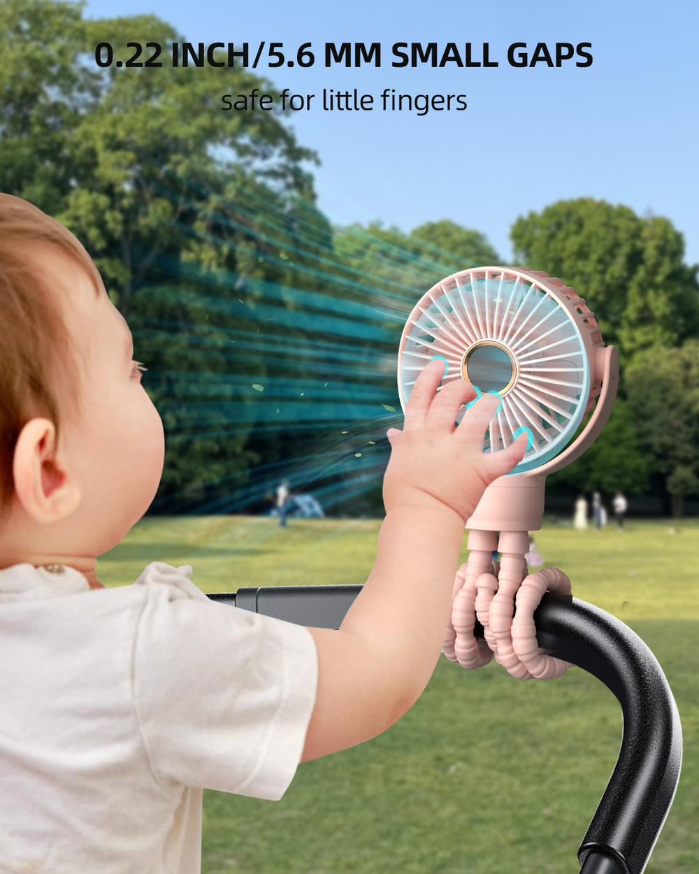 KIDEE portable stroller fan USB rechargeable for travel-ready power