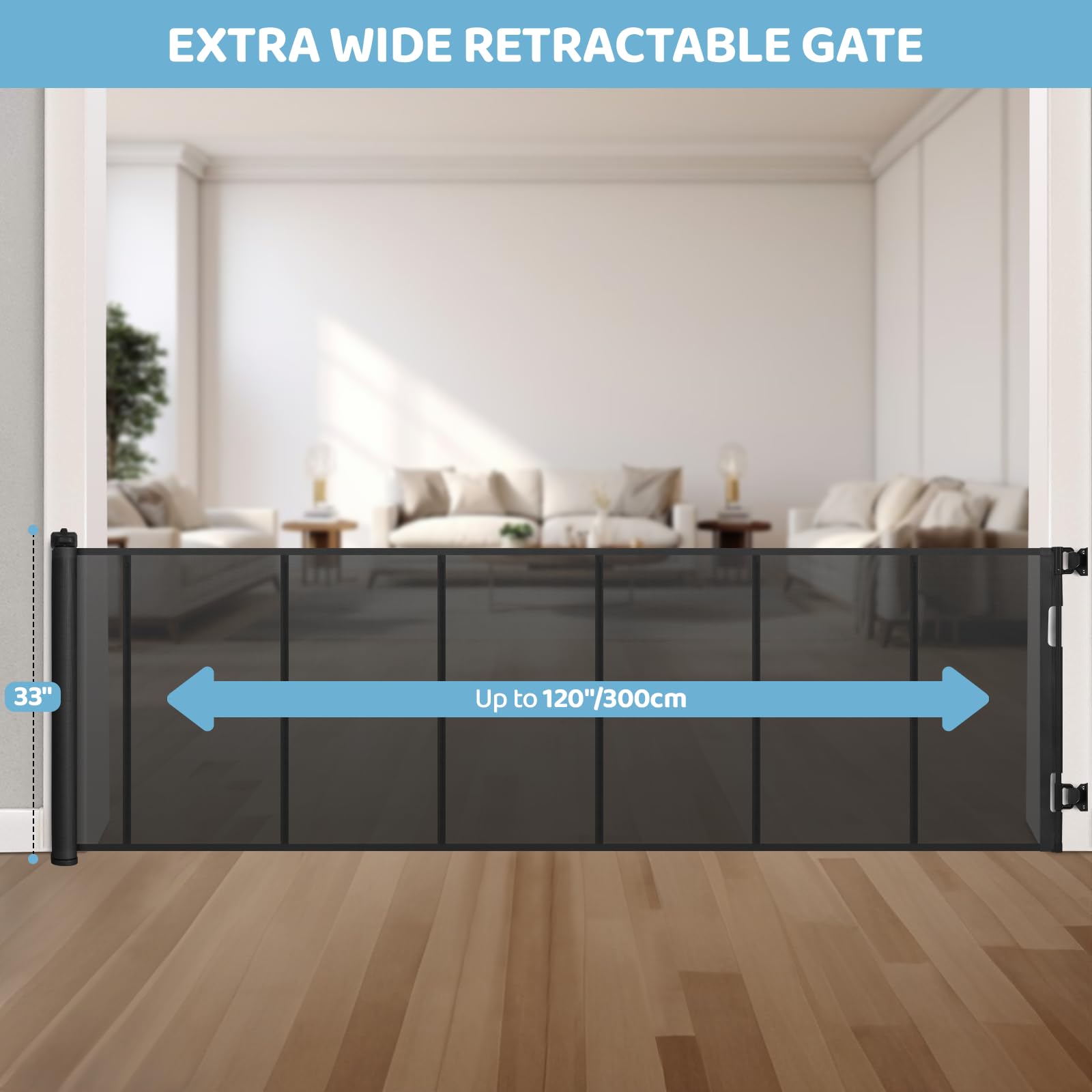 KIDINIX 33-inch height gate offers clear visibility while containing pets