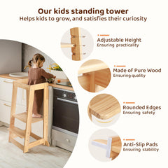 KIDINIX standing tower with A-shaped base enhances balance during activities.