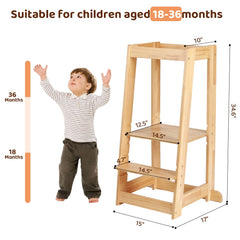 KIDINIX wooden kitchen stool with anti-slip base supports stable, safe use.