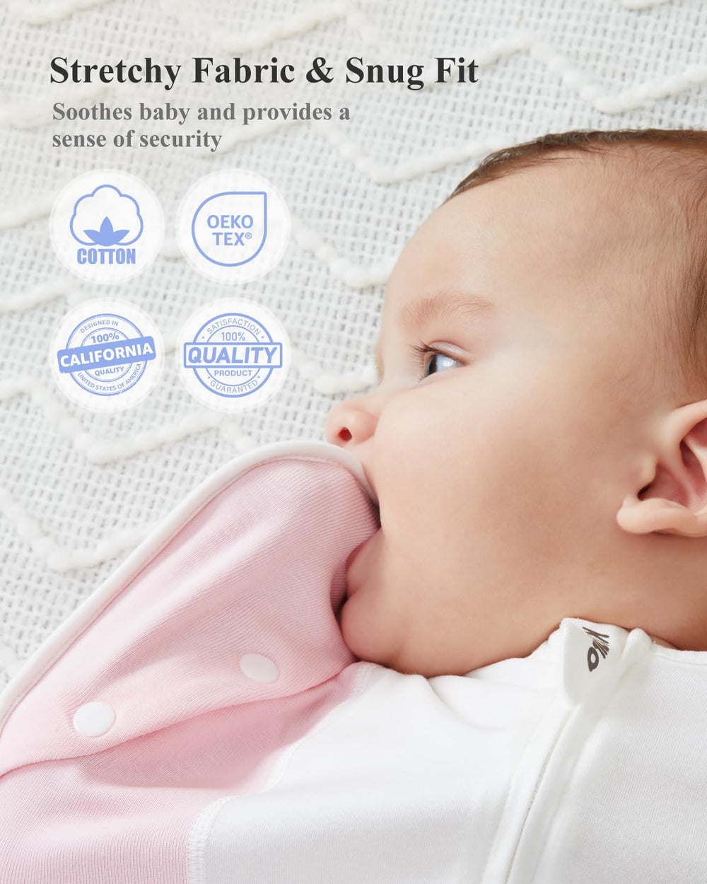 KIDIRA Transition Swaddle arms freedom helps baby self-soothe.