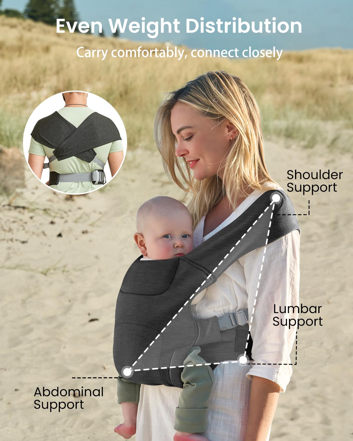 KIDIRA ergonomic M-position supports hip-friendly alignment during wear.