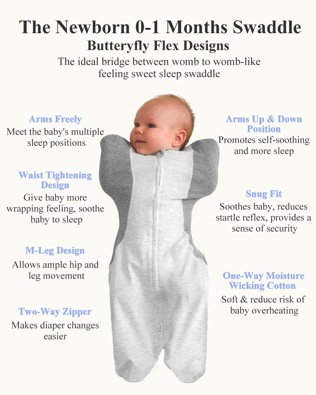 Kidira moisture-wicking inner layer keeps baby's skin dry for comfortable sleep.