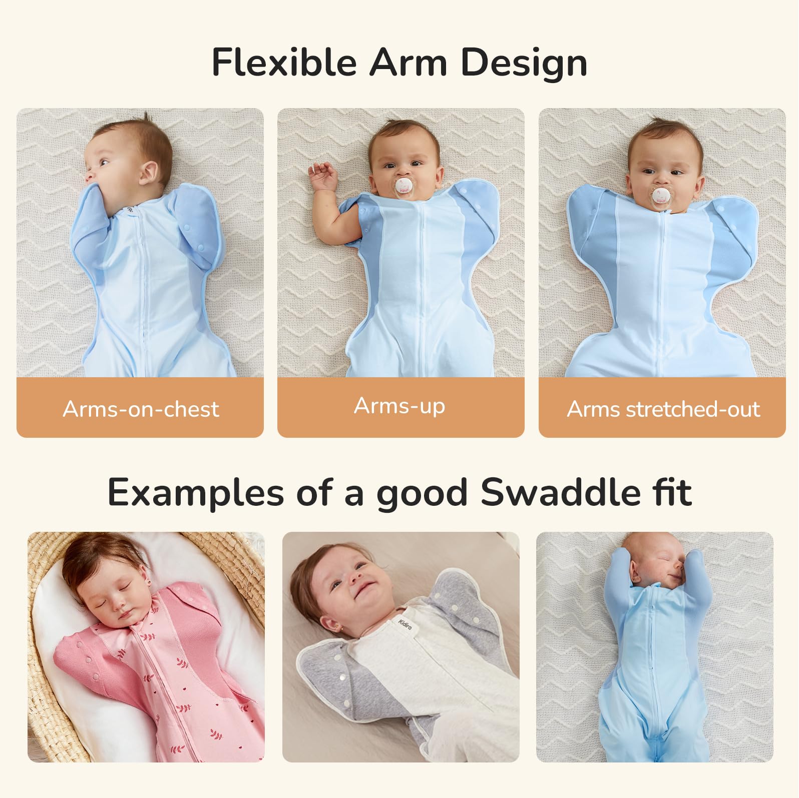 Kidira transition swaddle moisture-wicking blue emphasizes dry comfortable skin