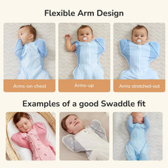 Kidira transition swaddle moisture-wicking blue emphasizes dry comfortable skin