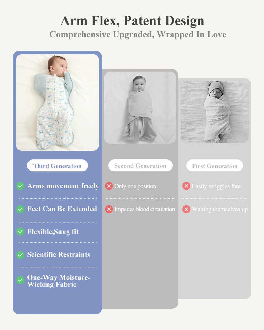 KIDIRA swaddle breathable-inner-outer-layer helps keep baby cool and dry
