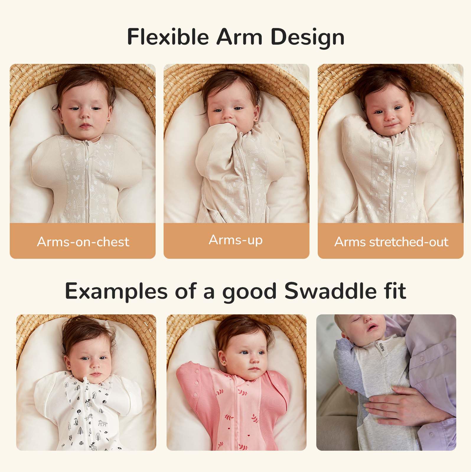 KIDIRA foot-buttons design prevents overheating and scratches while swaddled.
