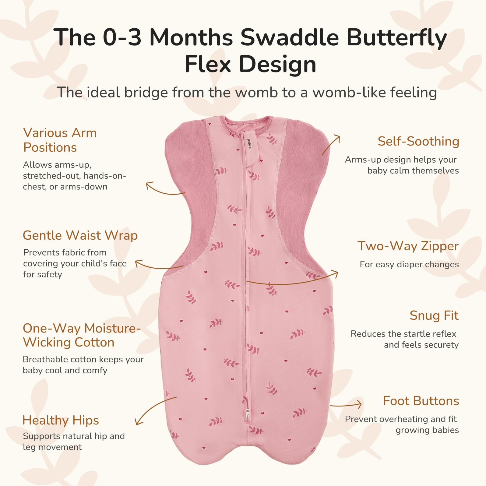 KIDIRA moisture-wicking swaddle in action keeping baby dry.