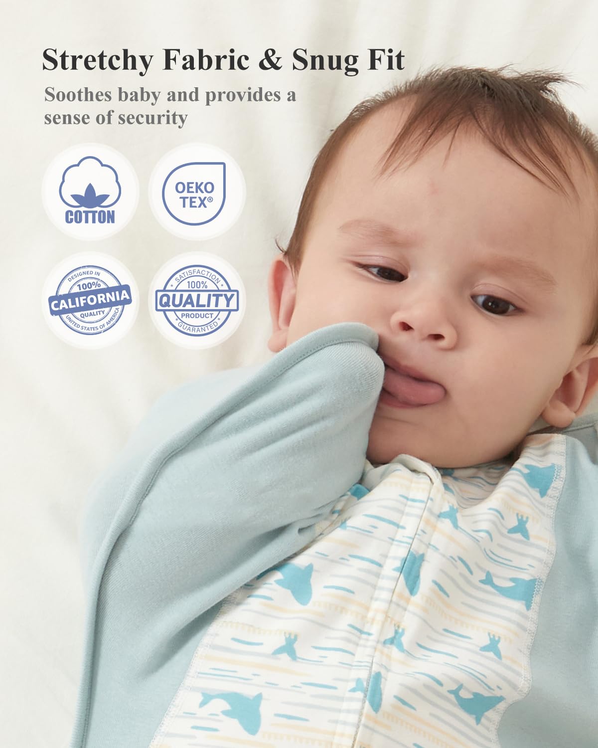 KIDIRA swaddle two-way-zipper enables easy diaper changes without disturbance