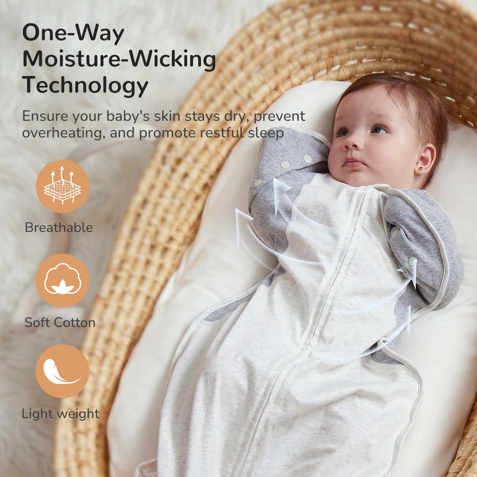 KIDIRA Transition Swaddle enables self-soothing with multiple arm-position options