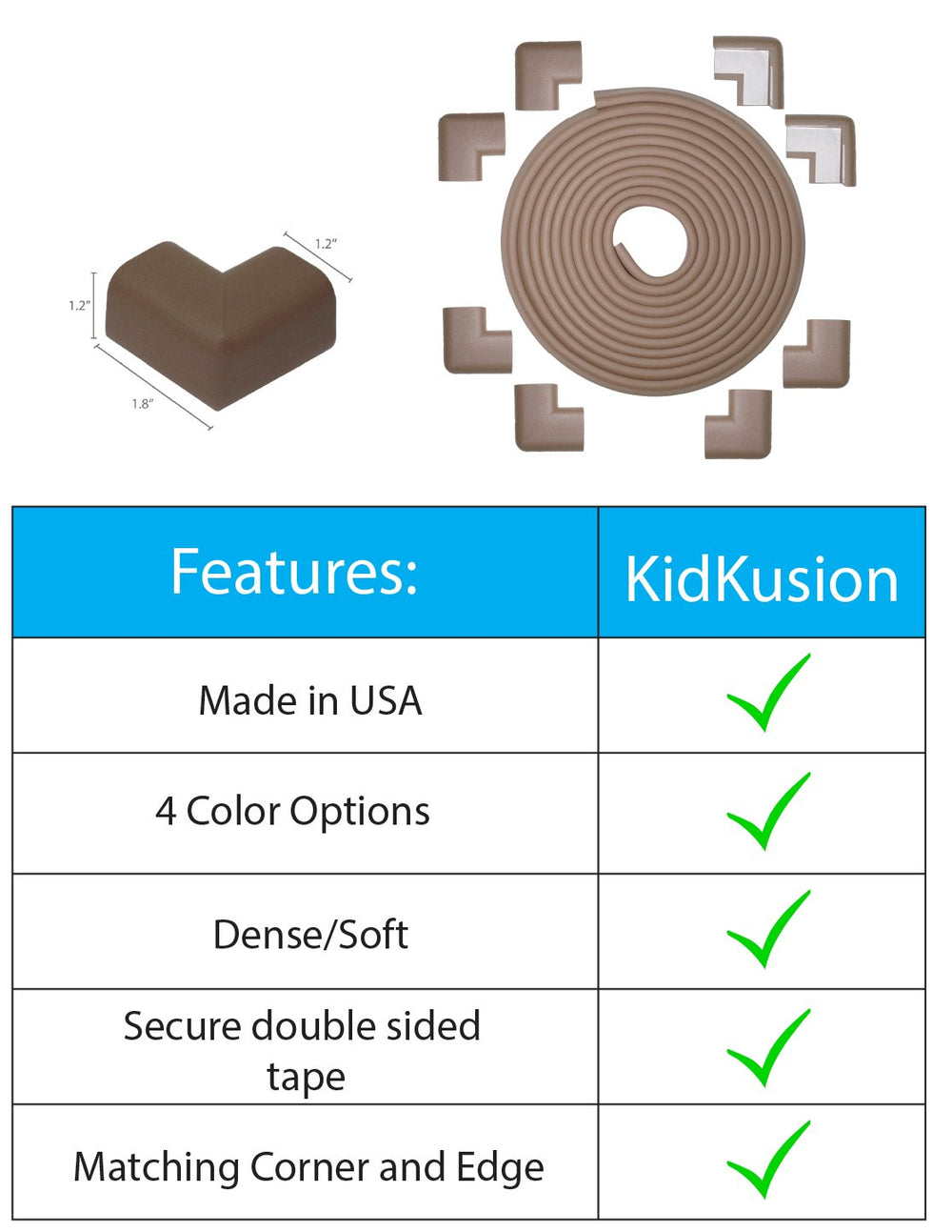 KidKusion adhesive 3m tape included for easy installation