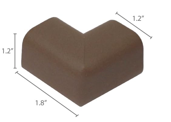 KidKusion Kushions attached to furniture edge in brown for protection.