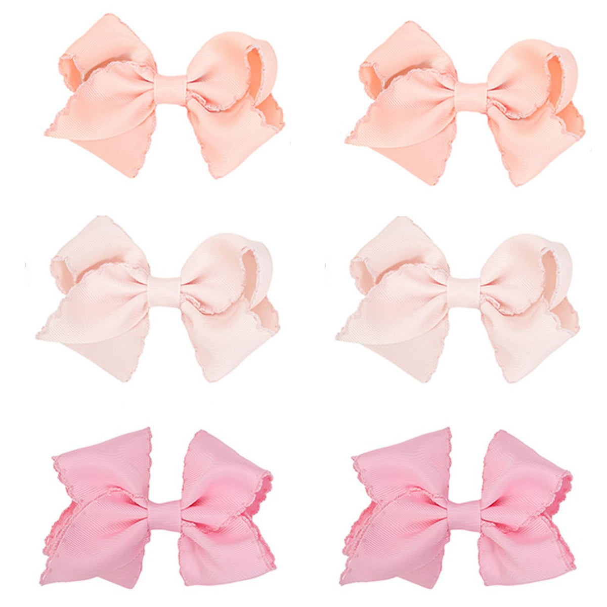 KIDOCHEESE baby hair bows clip set in three colors for secure all-day wear.
