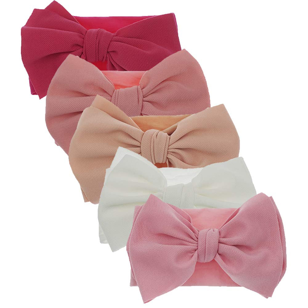 KIDOCHEESE baby hairband with bows for infants, soft and stretchy.