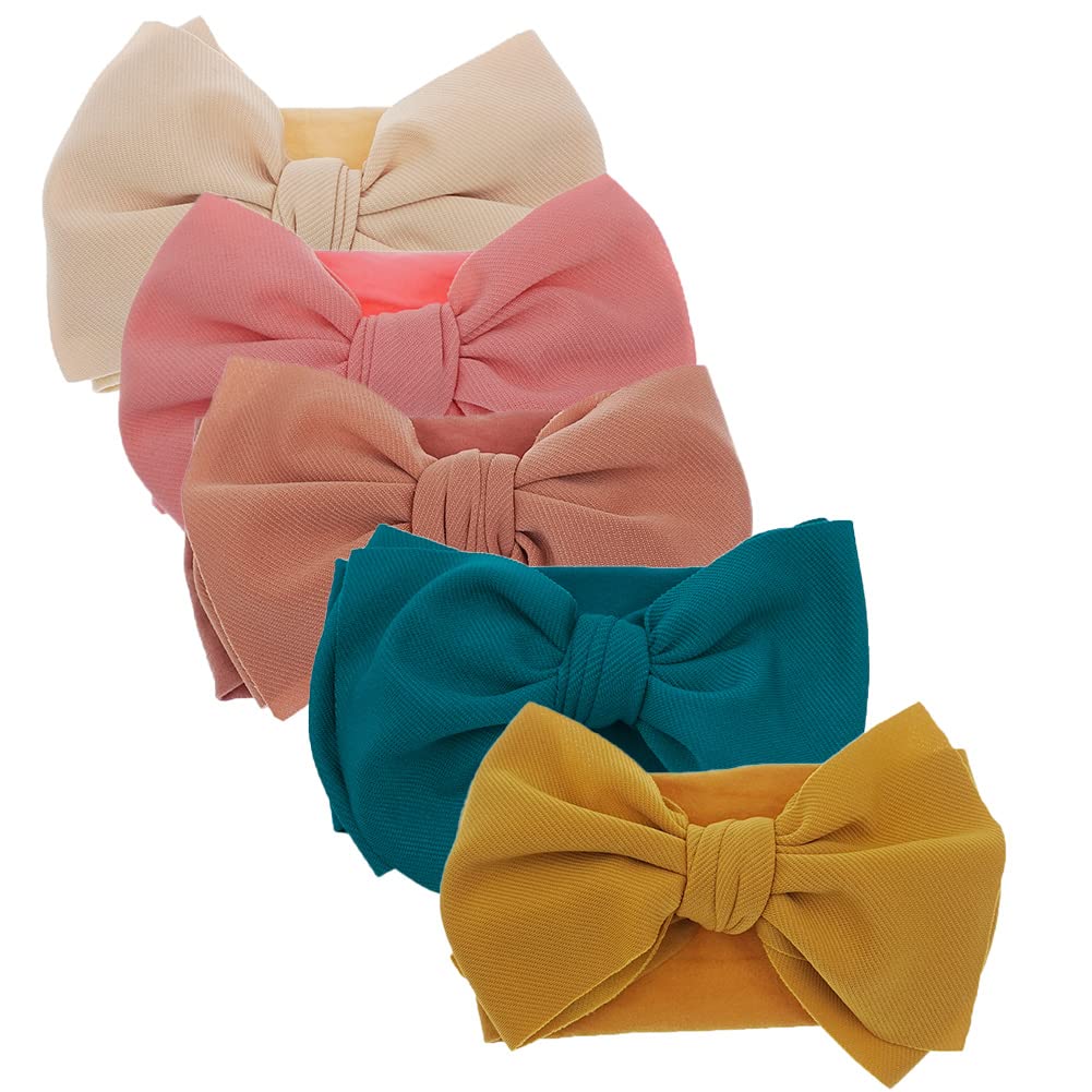 KIDOCHEESE hairband 5-pack bows for newborns and toddlers, effortless styling.
