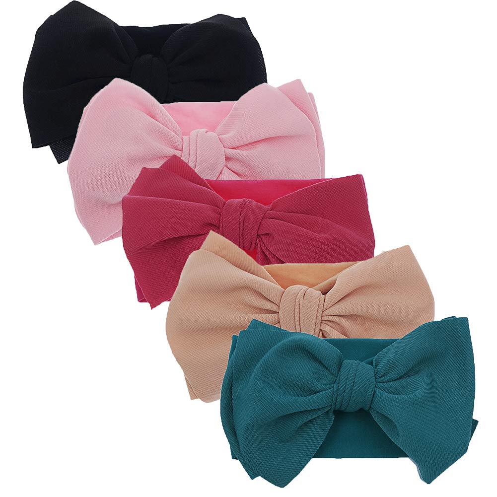 KIDOCHEESE hairband bow in soft nylon, gentle on baby's head for all-day comfort