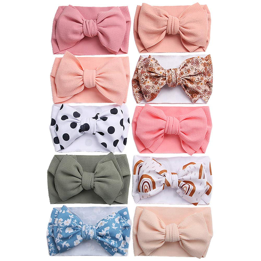 KIDOCHEESE oversized bow headband for newborns with soft elasticity, gentle on delicate heads.