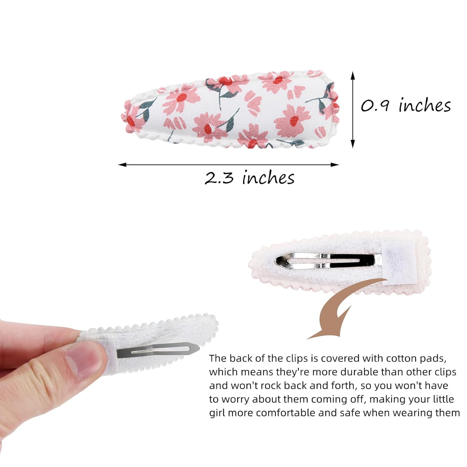 KIDOCHEESE strong-grip cotton-wrapped clips prevent slipping on fine hair