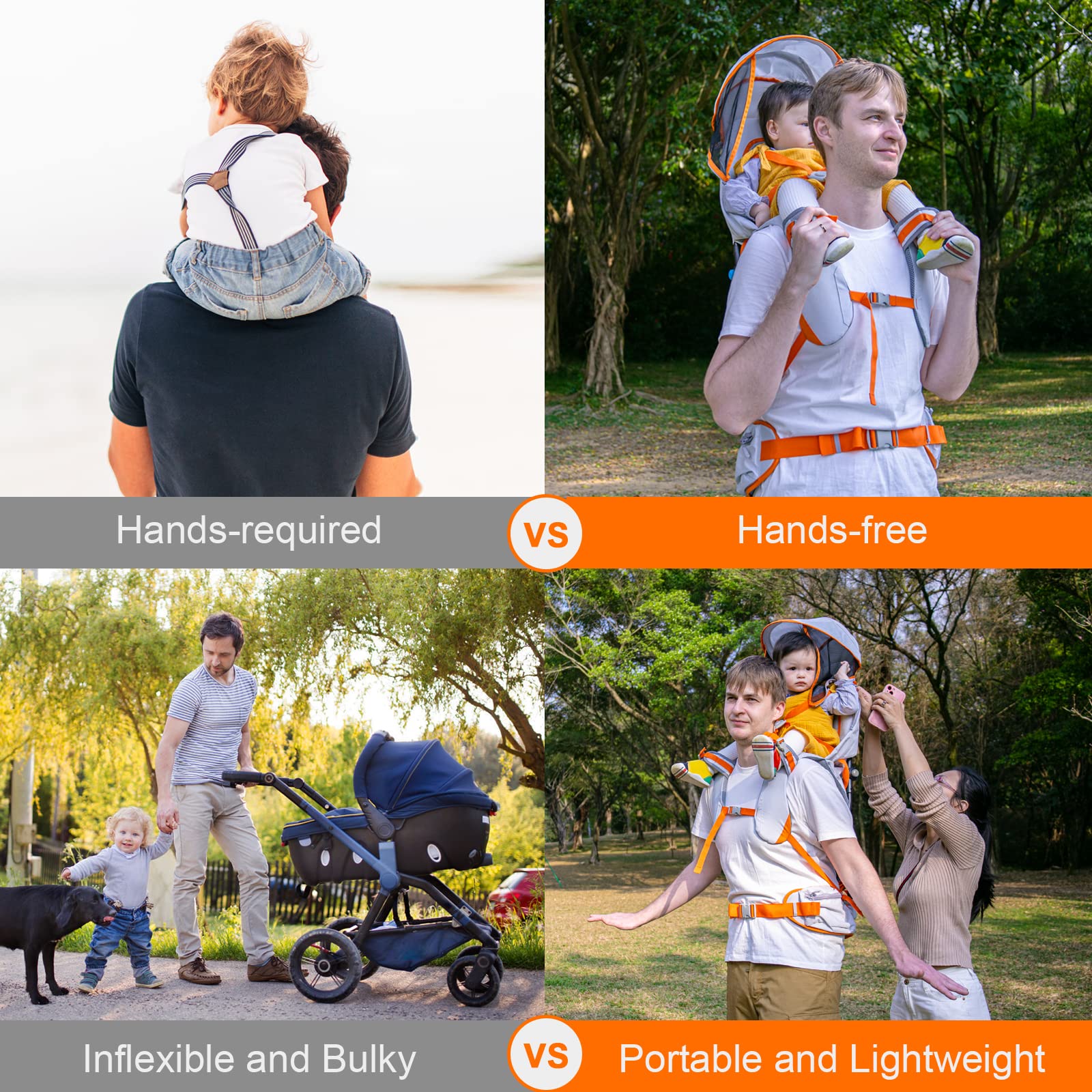 Kidpprod ergonomic seat keeps child securely seated on trails.