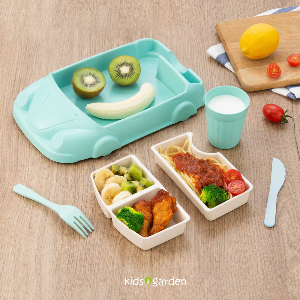Kids Garden bamboo dinnerware is dishwasher safe for busy homes.