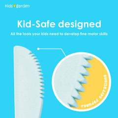 Kids Garden kid-safe knife with rounded serration for safe practice.