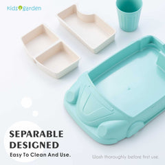 Kids Garden plate with removable compartments aids portion control.