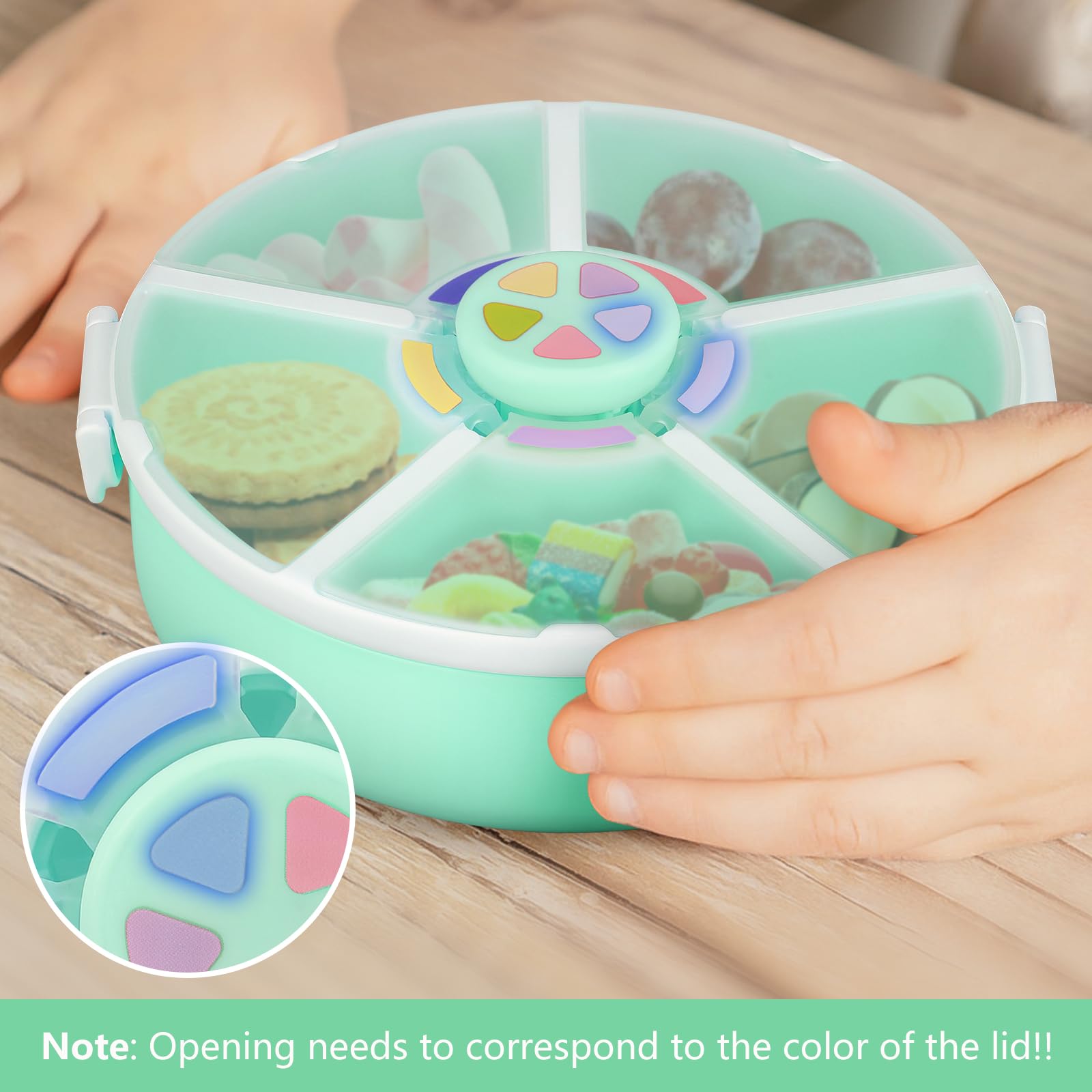 Kids Original Snack Spinner interactive button encourages independent snacking.