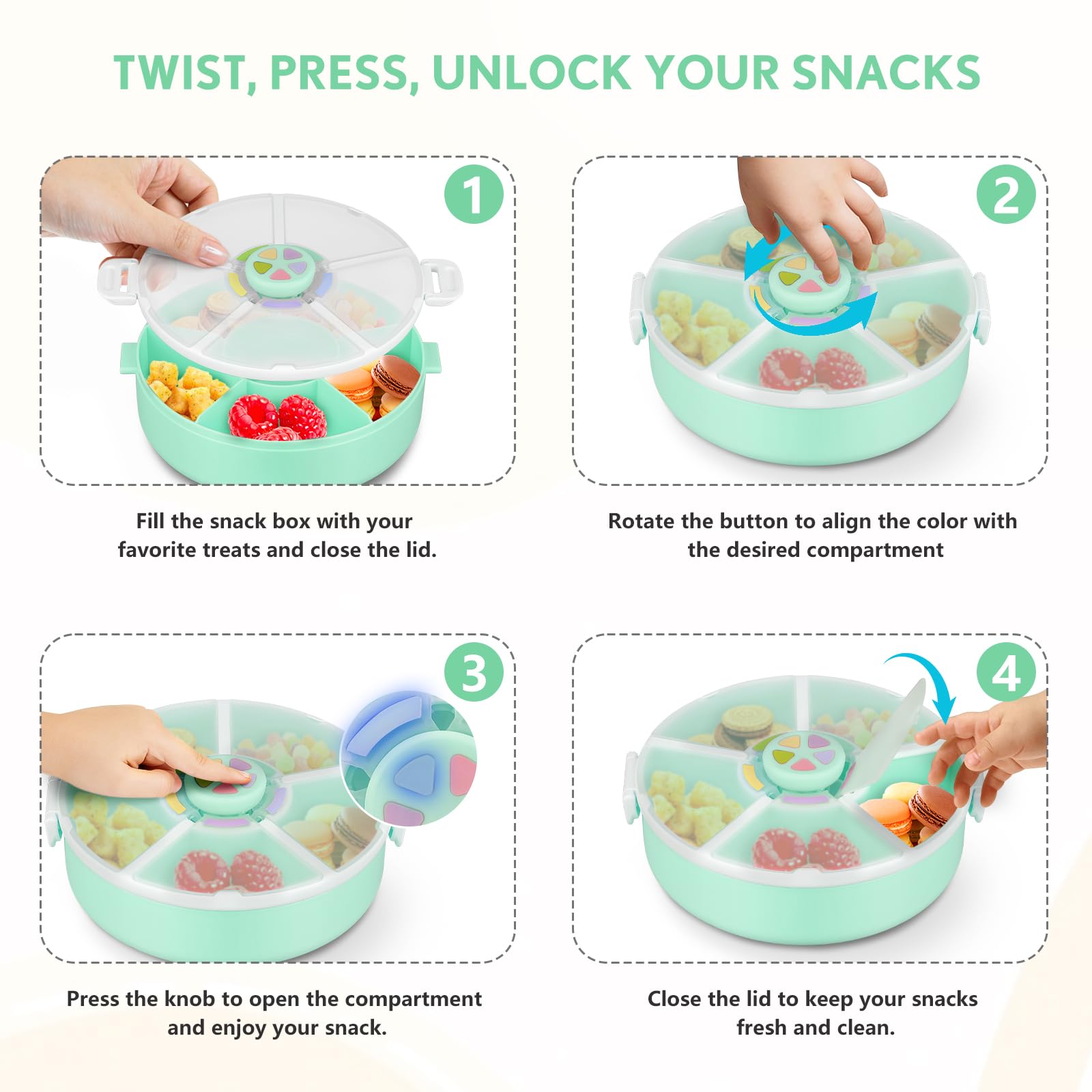 Kids Original Snack Spinner on-the-go design fits in a bag.
