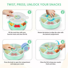 Kids Original Snack Spinner on-the-go design fits in a bag.