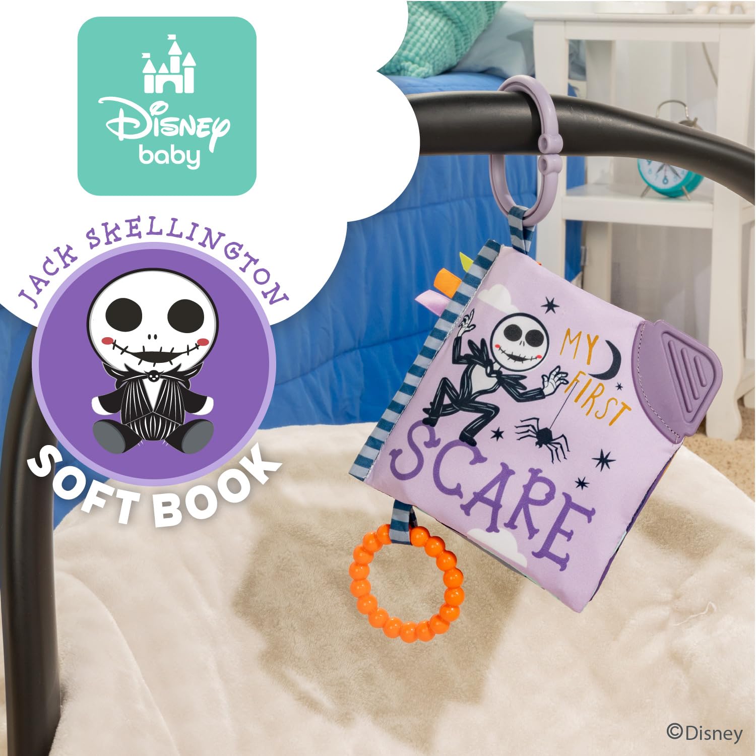 Kids Preferred Nightmare Before Christmas crinkle pages teether promote sensory exploration.